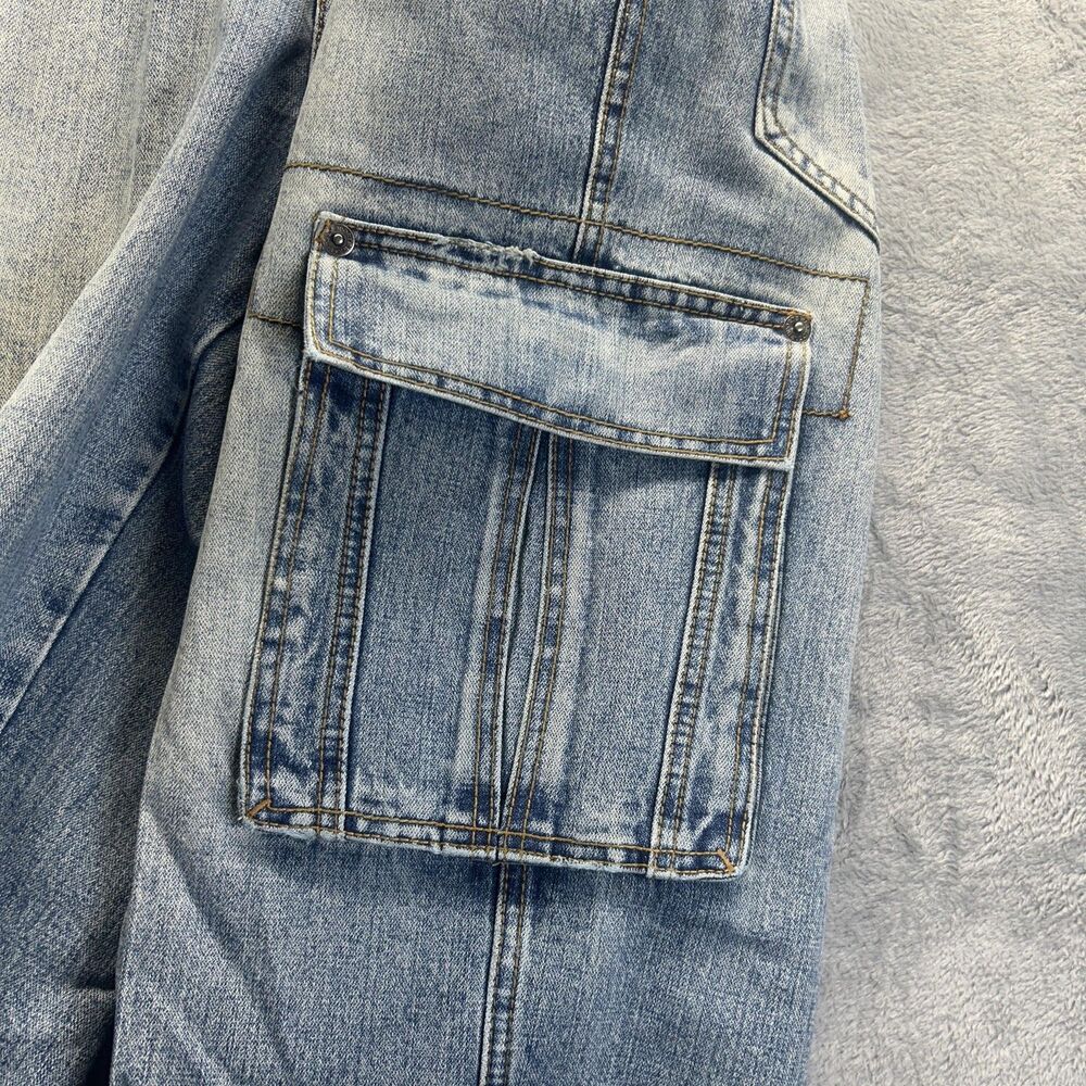 Vintage Y2K Cargo Baggy Shorts Mens 36x22 Denim Wide Leg Loose Fit Rare 90s - Picture 9 of 15